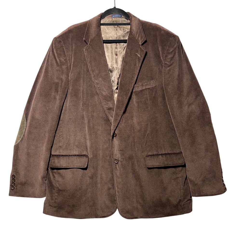 Stafford Corduroy Blazer Mens 48L Brown Elbow Patch Classic Fit Jacket